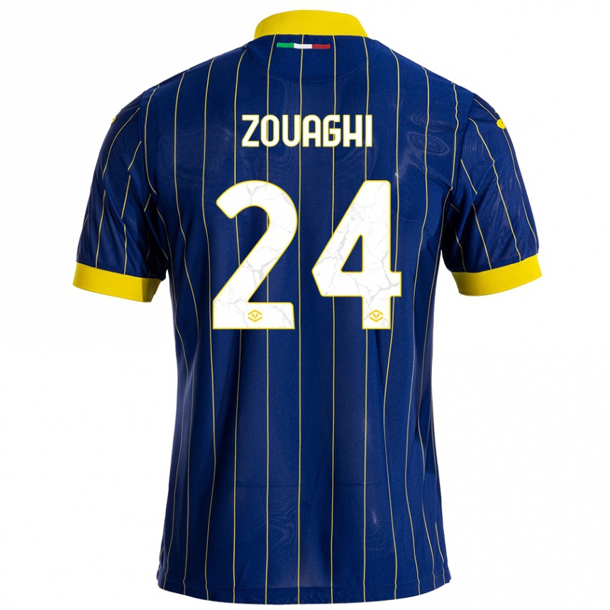 Niño Fútbol Camiseta Thomas Zouaghi #24 Azul Amarillo 1ª Equipación 2024/25