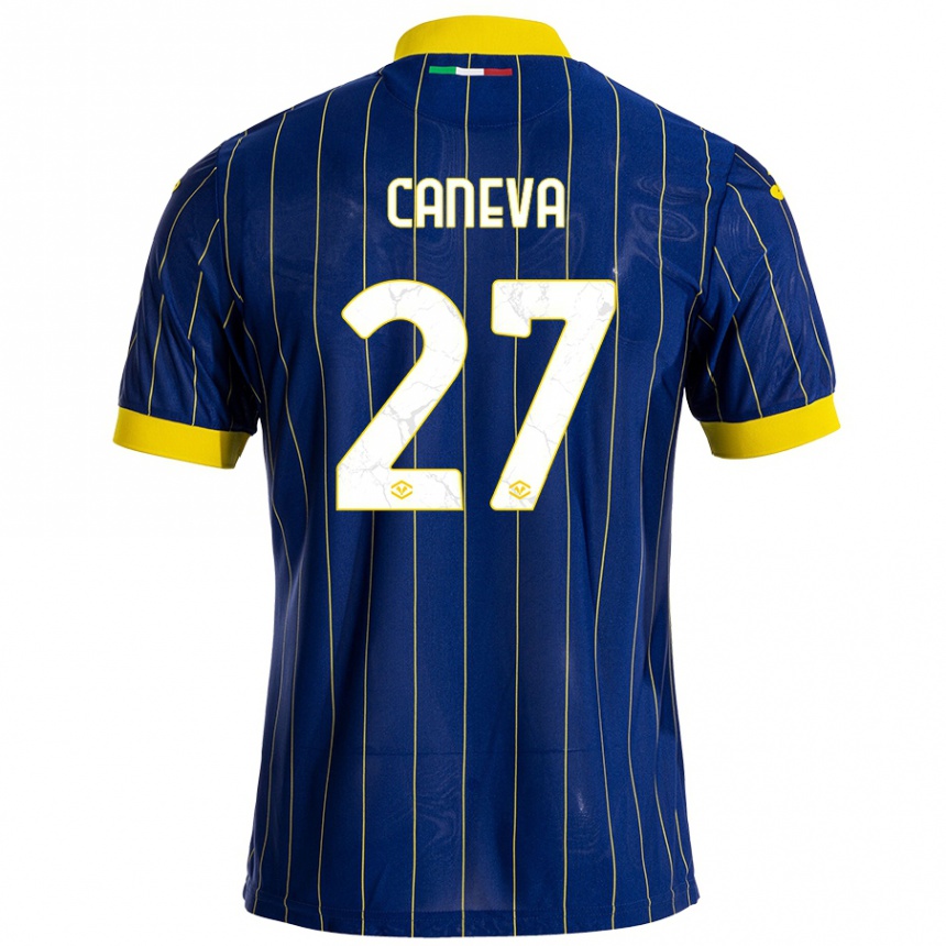 Niño Fútbol Camiseta Elia Caneva #27 Azul Amarillo 1ª Equipación 2024/25