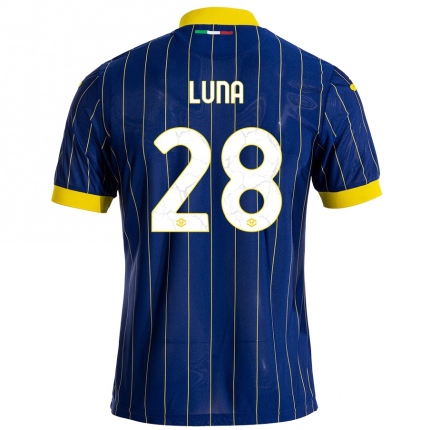 Niño Fútbol Camiseta Agustín Luna #28 Azul Amarillo 1ª Equipación 2024/25