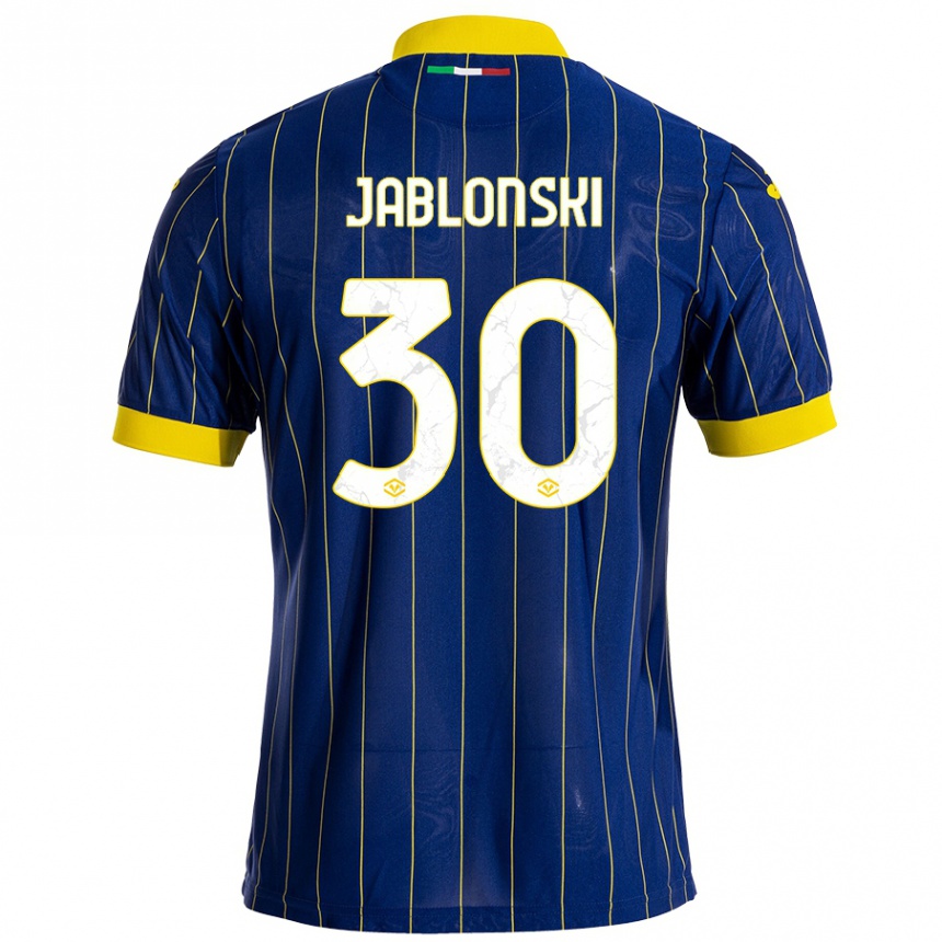 Niño Fútbol Camiseta Darvin Jablonski #30 Azul Amarillo 1ª Equipación 2024/25