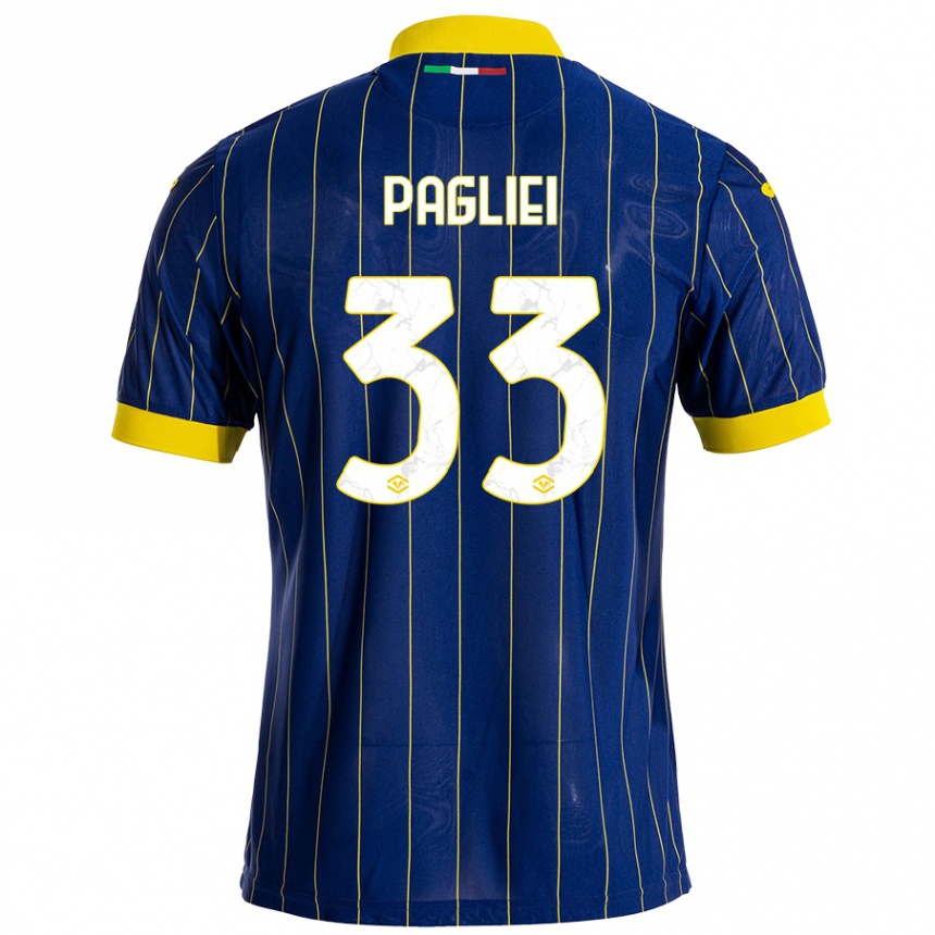 Niño Fútbol Camiseta Matteo Pagliei #33 Azul Amarillo 1ª Equipación 2024/25