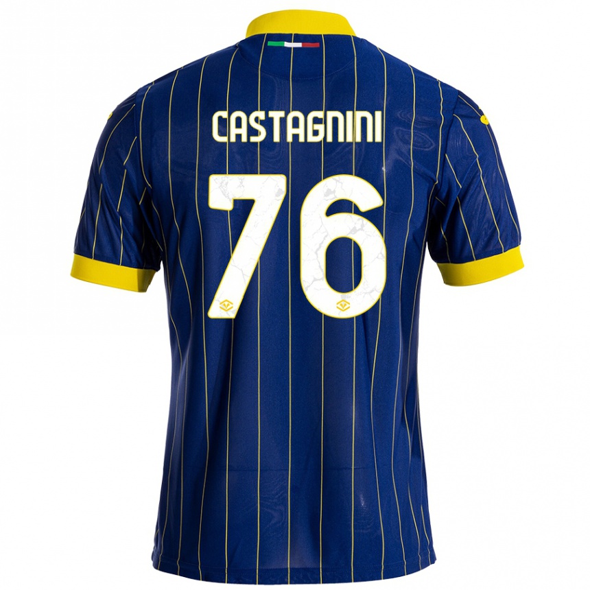 Niño Fútbol Camiseta Mirko Castagnini #76 Azul Amarillo 1ª Equipación 2024/25