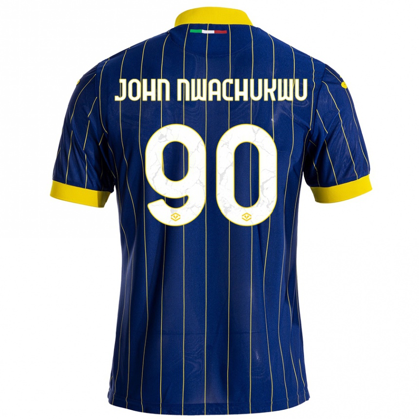 Niño Fútbol Camiseta Samuel John Nwachukwu #90 Azul Amarillo 1ª Equipación 2024/25