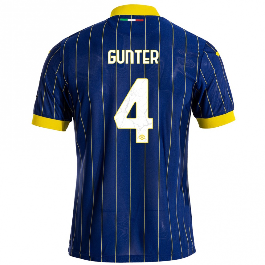 Niño Fútbol Camiseta Koray Günter #4 Azul Amarillo 1ª Equipación 2024/25