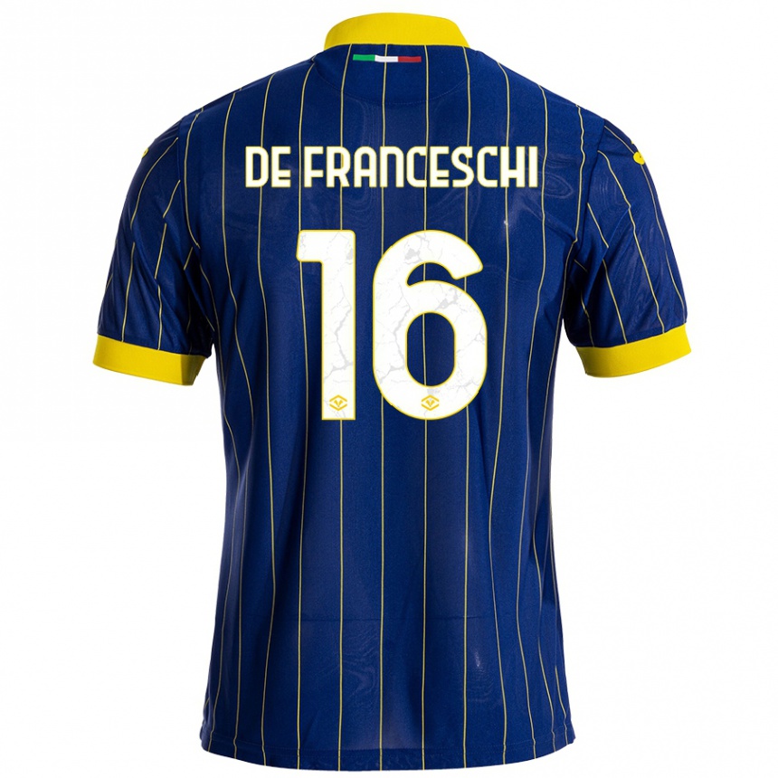 Niño Fútbol Camiseta Edoardo De Franceschi #16 Azul Amarillo 1ª Equipación 2024/25