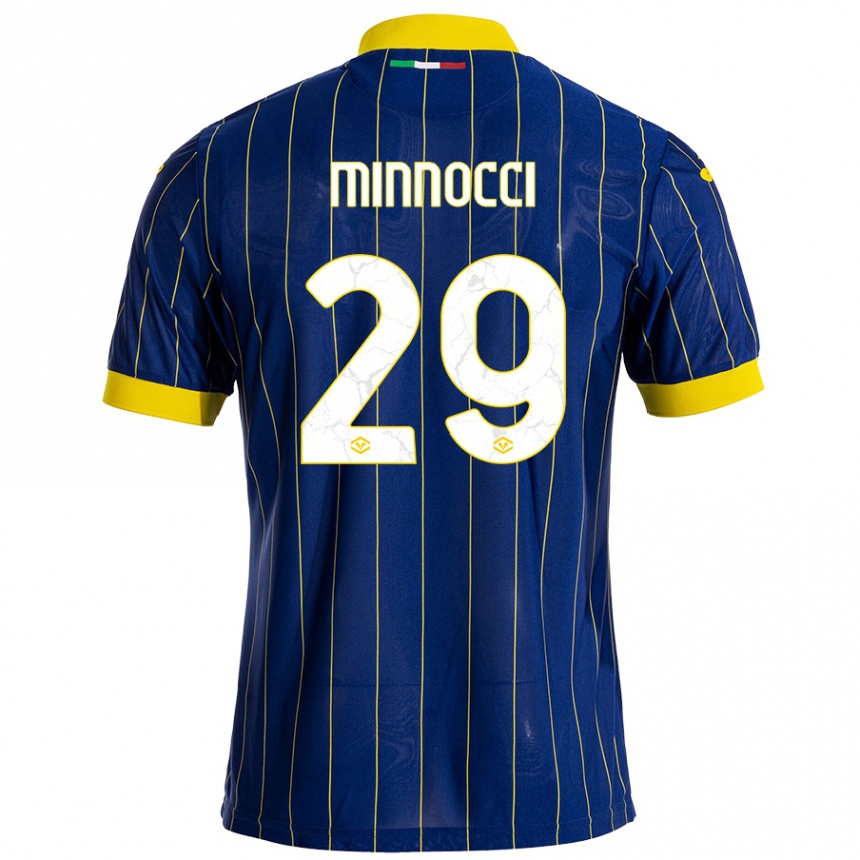 Niño Fútbol Camiseta Valerio Minnocci #29 Azul Amarillo 1ª Equipación 2024/25