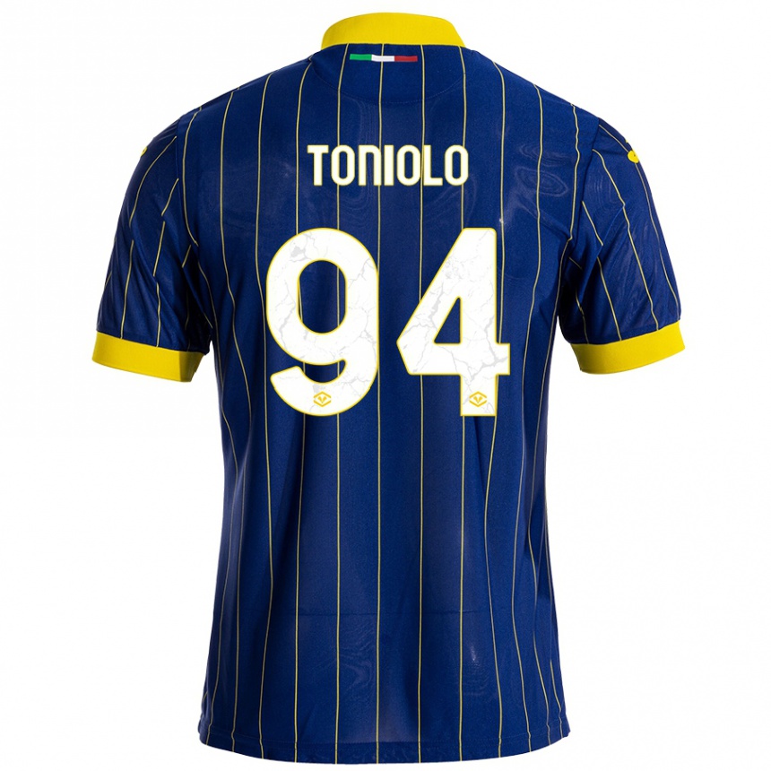 Niño Fútbol Camiseta Giacomo Toniolo #94 Azul Amarillo 1ª Equipación 2024/25