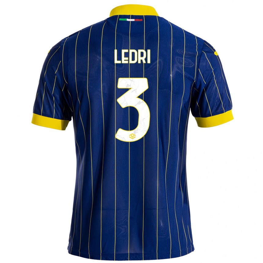 Niño Fútbol Camiseta Michela Ledri #3 Azul Amarillo 1ª Equipación 2024/25