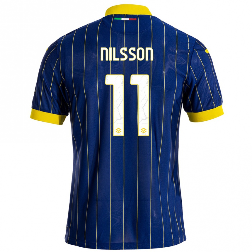 Niño Fútbol Camiseta Sara Nilsson #11 Azul Amarillo 1ª Equipación 2024/25