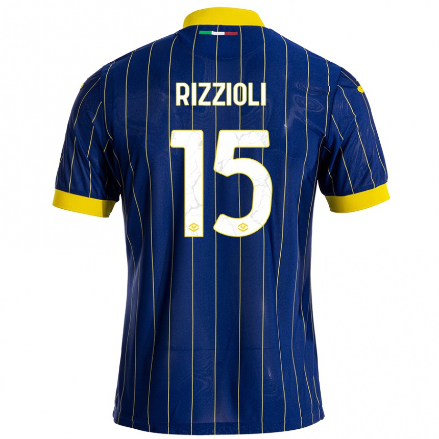 Niño Fútbol Camiseta Gaia Rizzioli #15 Azul Amarillo 1ª Equipación 2024/25