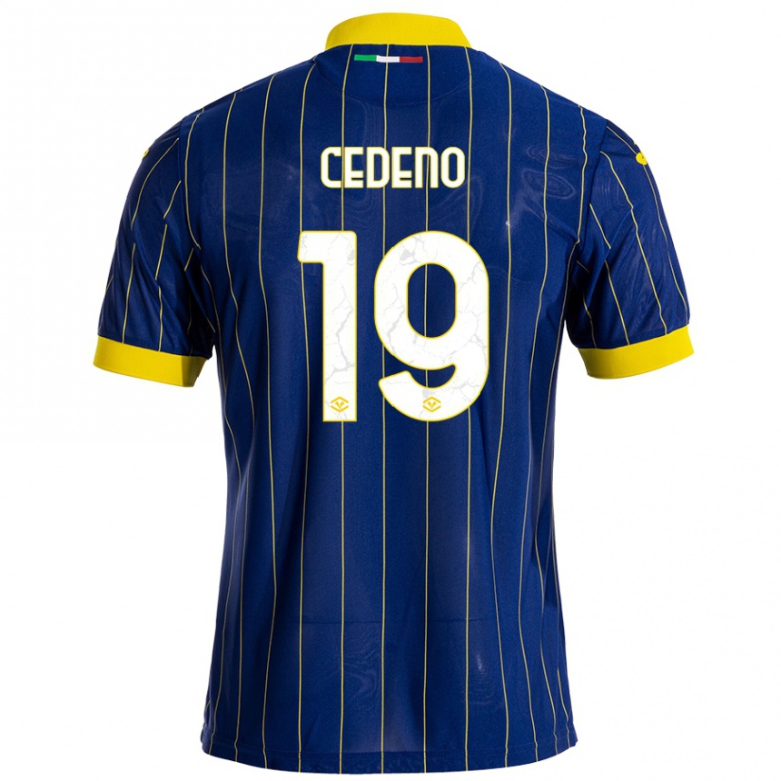 Niño Fútbol Camiseta Lineth Cedeno #19 Azul Amarillo 1ª Equipación 2024/25