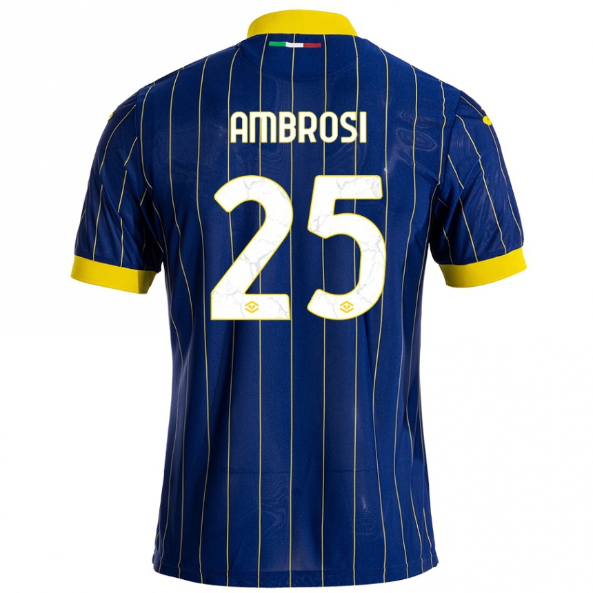 Niño Fútbol Camiseta Caterina Ambrosi #25 Azul Amarillo 1ª Equipación 2024/25