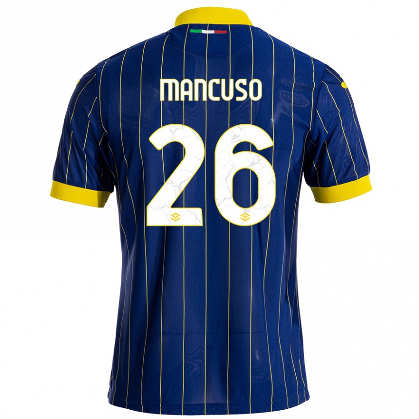 Niño Fútbol Camiseta Giulia Mancuso #26 Azul Amarillo 1ª Equipación 2024/25