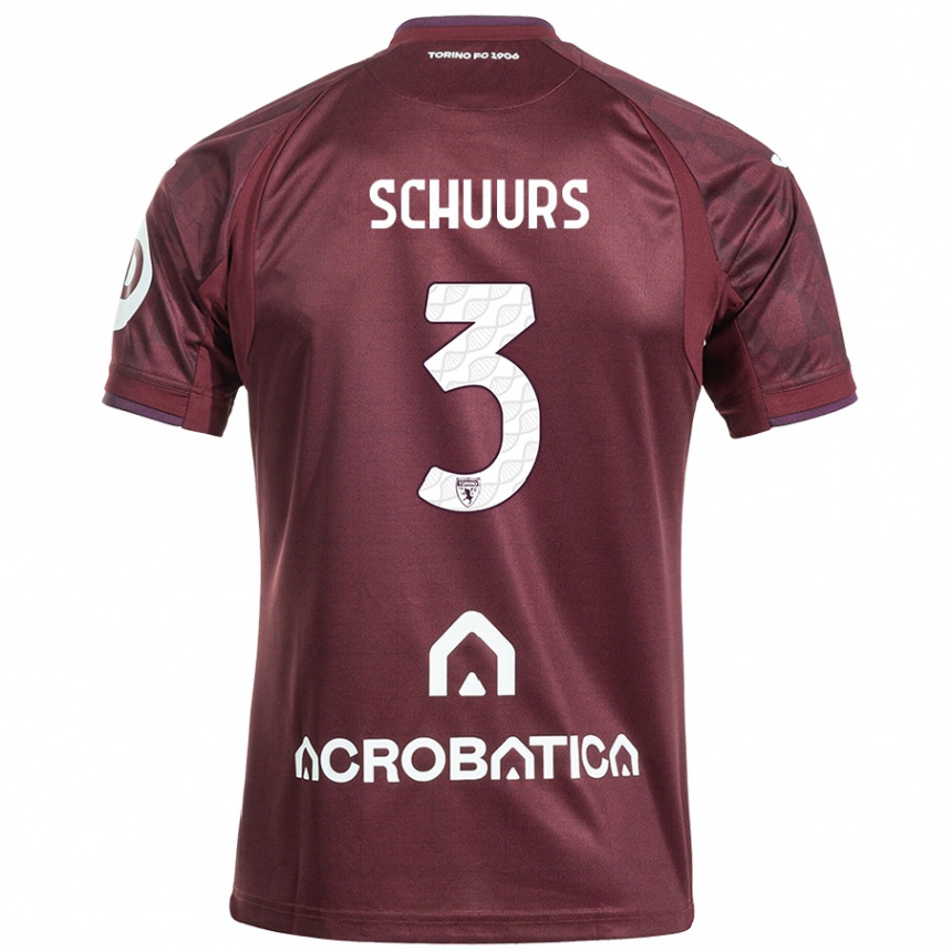 Niño Fútbol Camiseta Perr Schuurs #3 Granate Blanco 1ª Equipación 2024/25