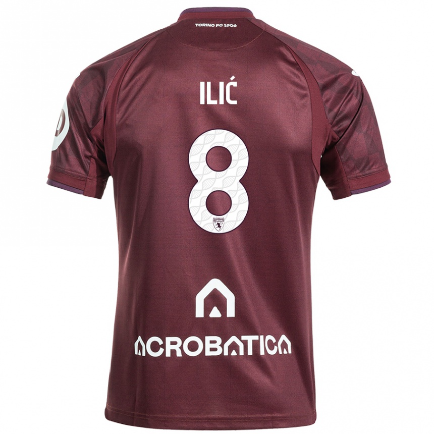 Niño Fútbol Camiseta Ivan Ilić #8 Granate Blanco 1ª Equipación 2024/25