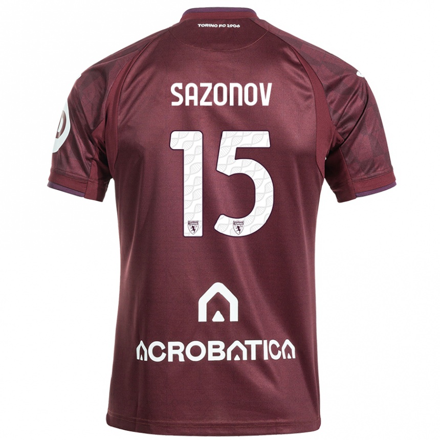 Niño Fútbol Camiseta Saba Sazonov #15 Granate Blanco 1ª Equipación 2024/25