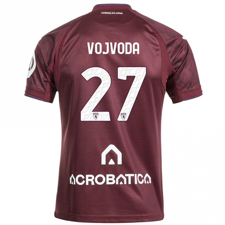 Niño Fútbol Camiseta Mërgim Vojvoda #27 Granate Blanco 1ª Equipación 2024/25