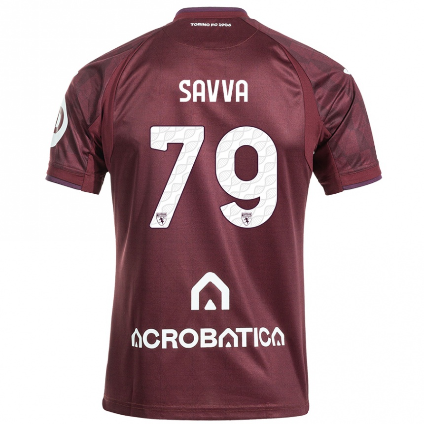 Niño Fútbol Camiseta Zanos Savva #79 Granate Blanco 1ª Equipación 2024/25