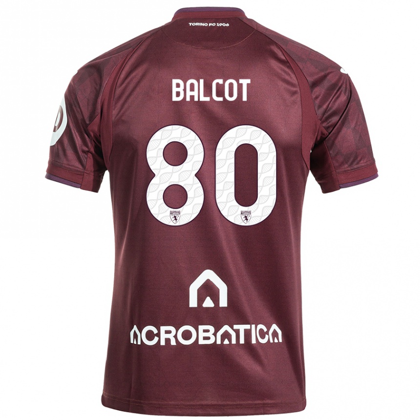 Niño Fútbol Camiseta Côme Bianay Balcot #80 Granate Blanco 1ª Equipación 2024/25