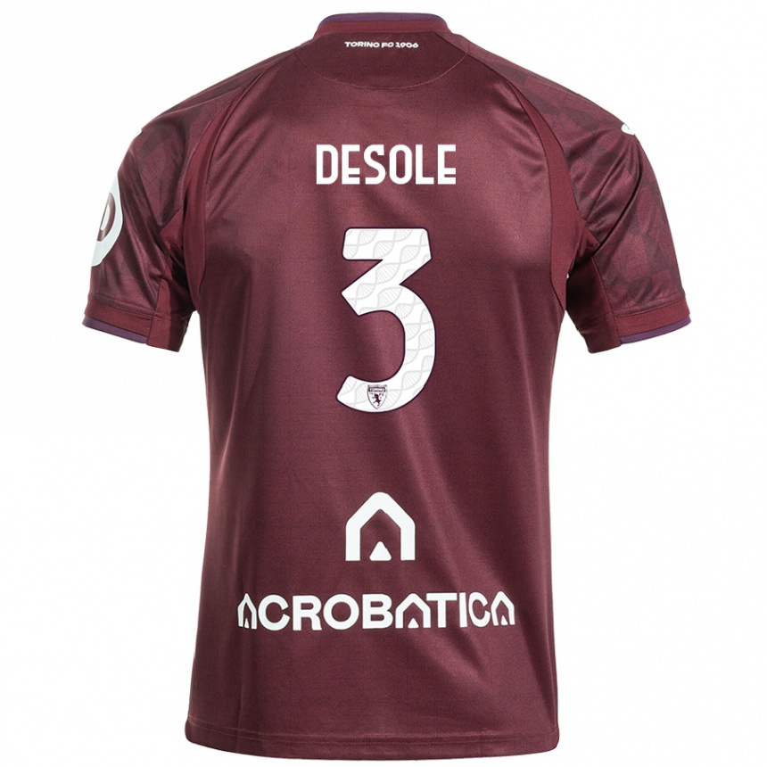 Niño Fútbol Camiseta Fabio Desole #3 Granate Blanco 1ª Equipación 2024/25