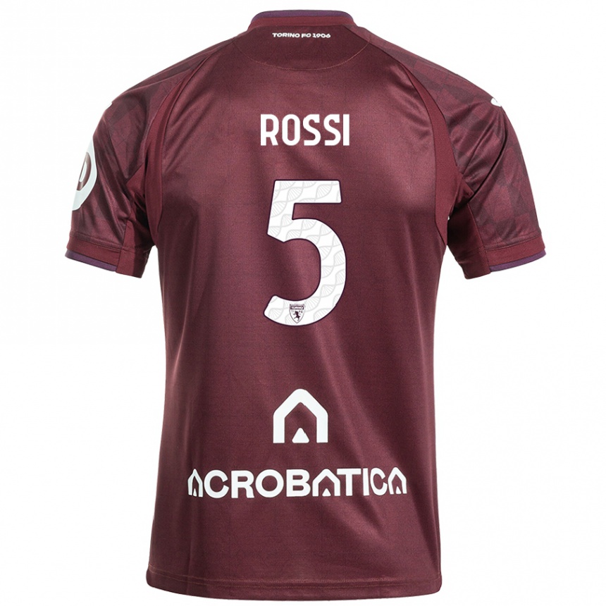 Niño Fútbol Camiseta Simone Rossi #5 Granate Blanco 1ª Equipación 2024/25