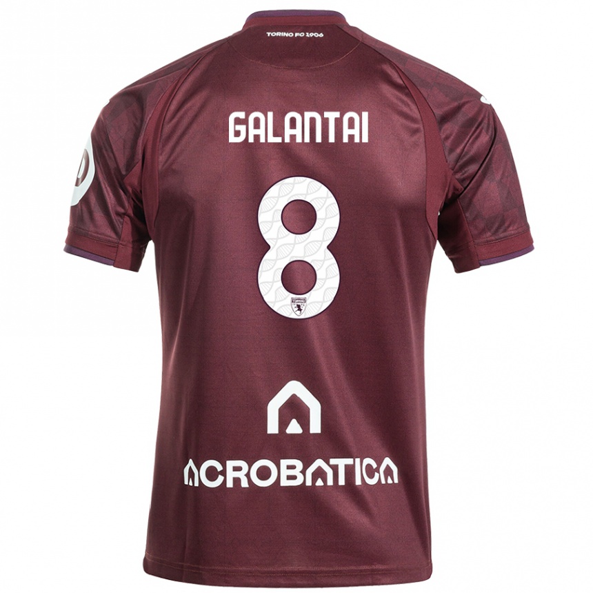 Niño Fútbol Camiseta Tamás Galántai #8 Granate Blanco 1ª Equipación 2024/25