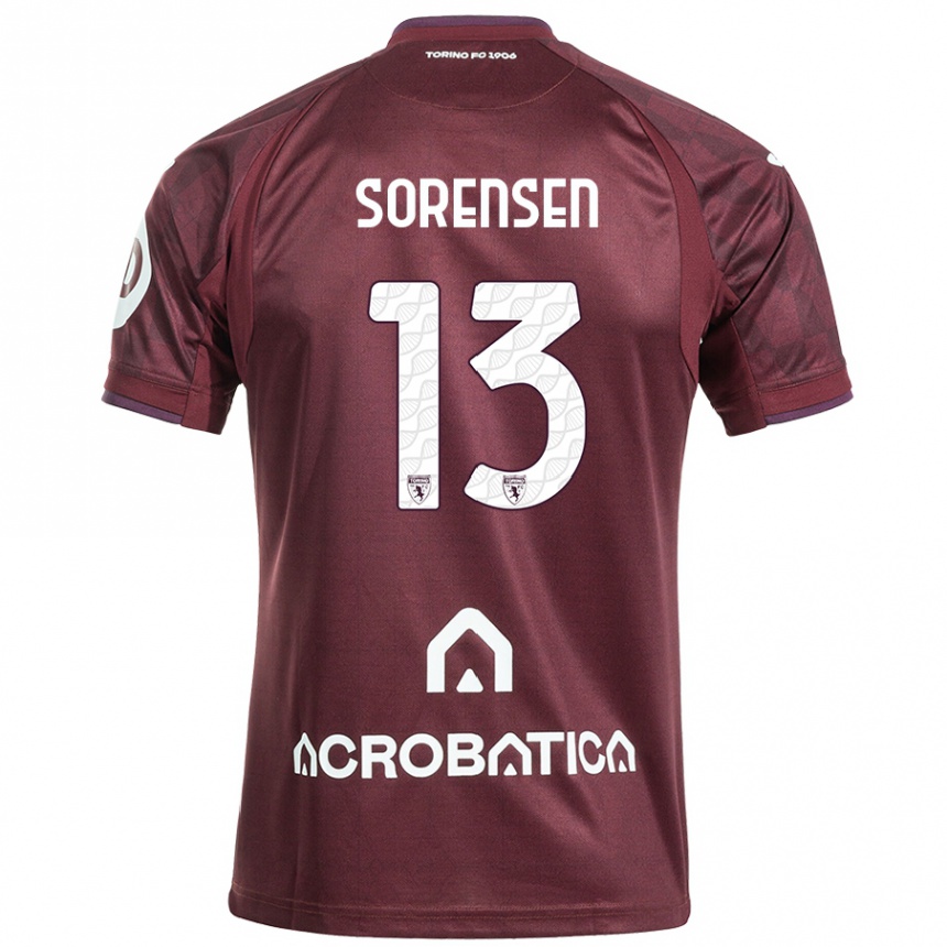 Niño Fútbol Camiseta Ben Sørensen #13 Granate Blanco 1ª Equipación 2024/25