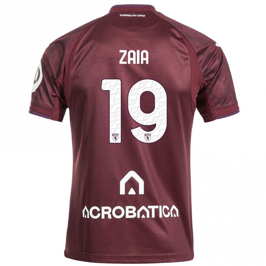 Niño Fútbol Camiseta Edoardo Zaia #19 Granate Blanco 1ª Equipación 2024/25