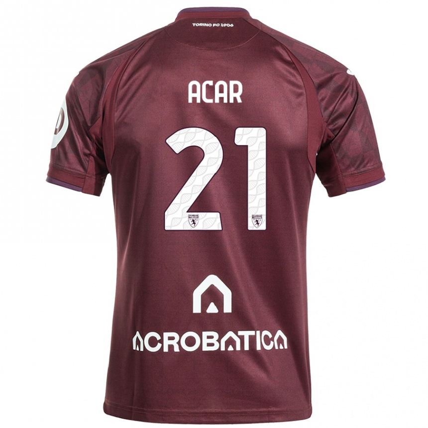 Niño Fútbol Camiseta Emirhan Acar #21 Granate Blanco 1ª Equipación 2024/25