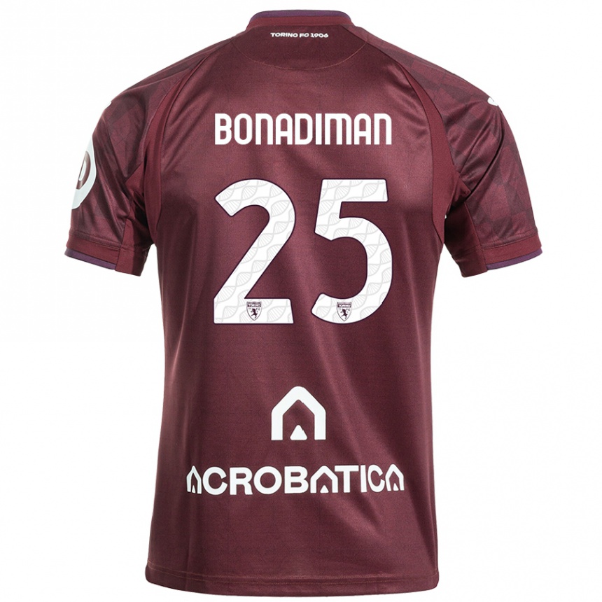 Niño Fútbol Camiseta Matteo Bonadiman #25 Granate Blanco 1ª Equipación 2024/25