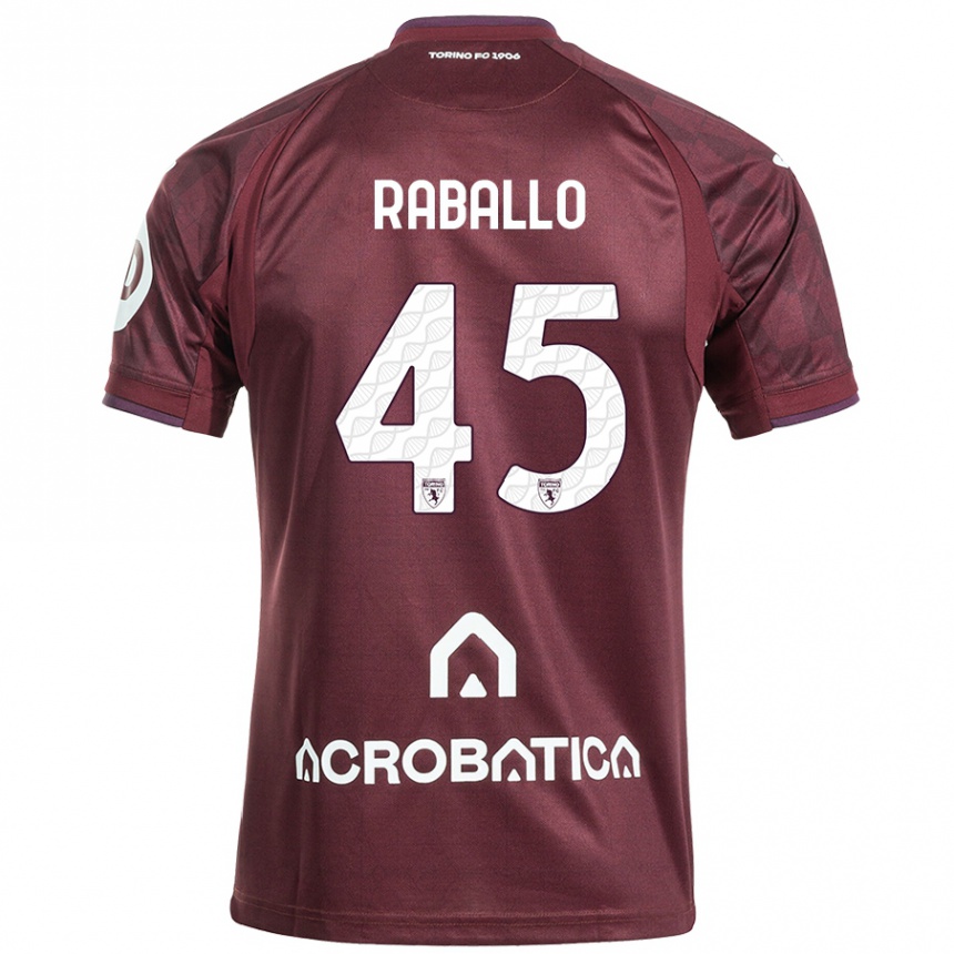 Niño Fútbol Camiseta Alessio Raballo #45 Granate Blanco 1ª Equipación 2024/25