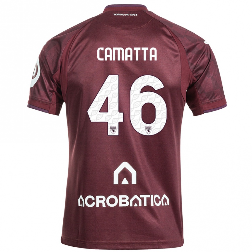 Niño Fútbol Camiseta Alessandro Camatta #46 Granate Blanco 1ª Equipación 2024/25