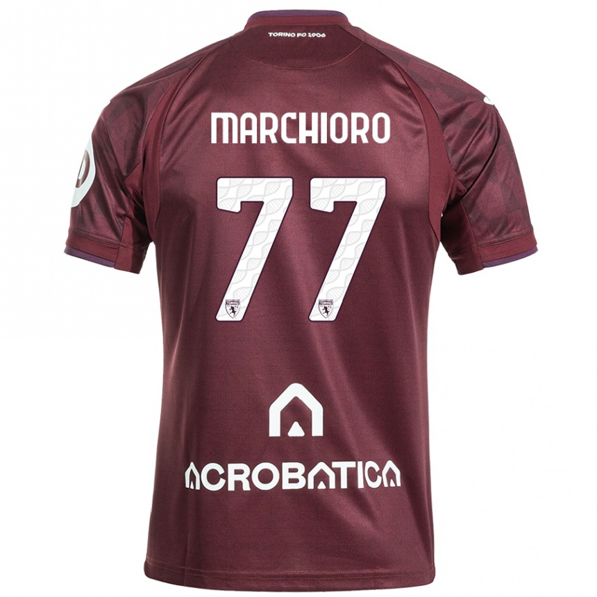 Niño Fútbol Camiseta Raffaele Marchioro #77 Granate Blanco 1ª Equipación 2024/25