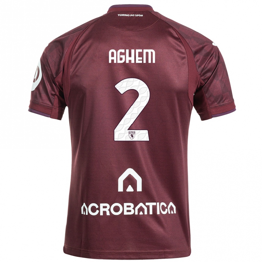 Niño Fútbol Camiseta Brigitta Aghem #2 Granate Blanco 1ª Equipación 2024/25