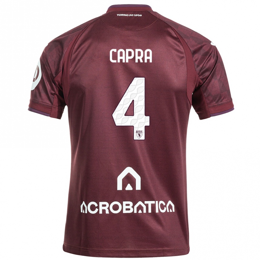 Niño Fútbol Camiseta Valentina Capra #4 Granate Blanco 1ª Equipación 2024/25