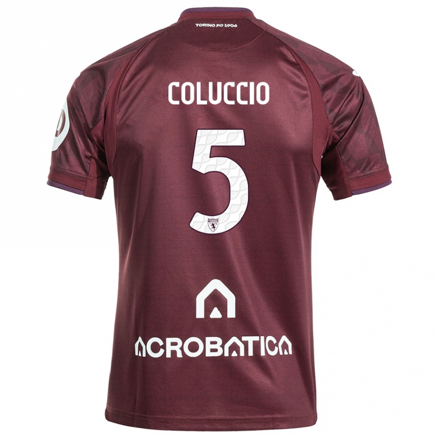 Niño Fútbol Camiseta Francesca Coluccio #5 Granate Blanco 1ª Equipación 2024/25