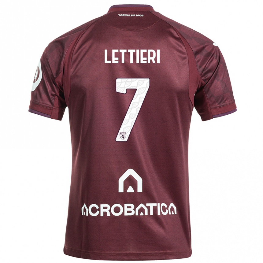 Niño Fútbol Camiseta Jessica Lettieri #7 Granate Blanco 1ª Equipación 2024/25