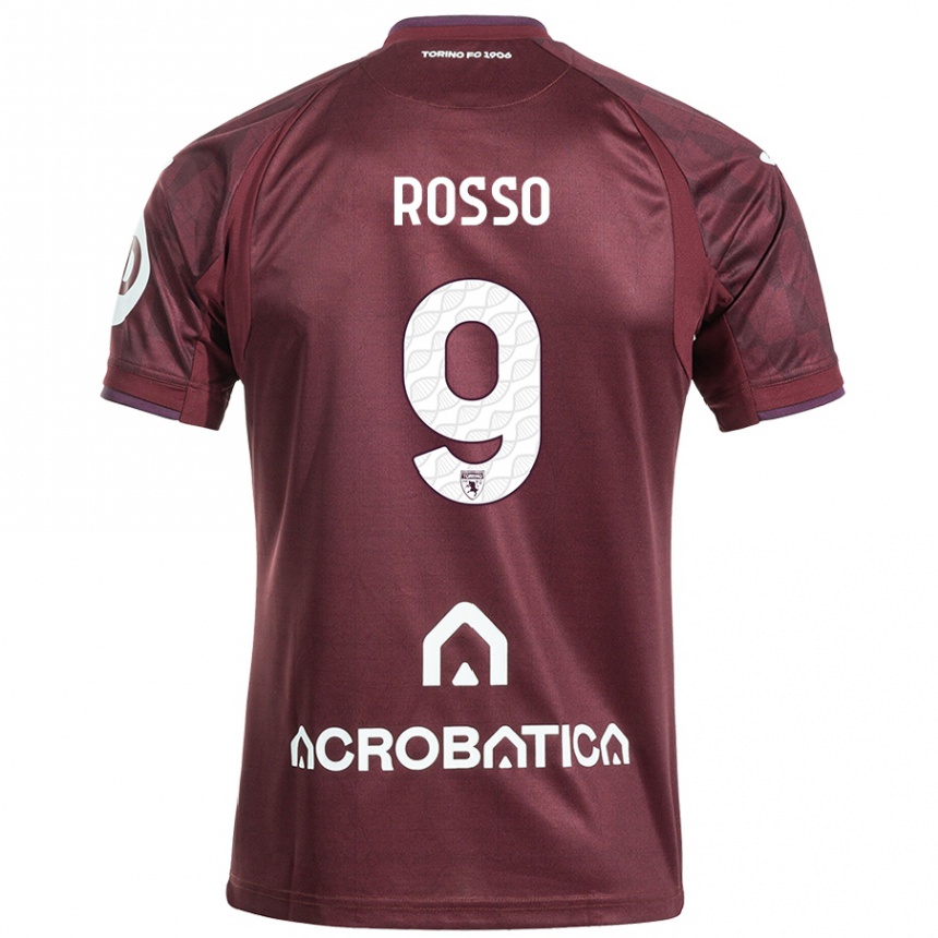 Niño Fútbol Camiseta Eleonora Rosso #9 Granate Blanco 1ª Equipación 2024/25