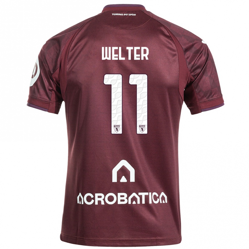 Niño Fútbol Camiseta Francesca Welter #11 Granate Blanco 1ª Equipación 2024/25