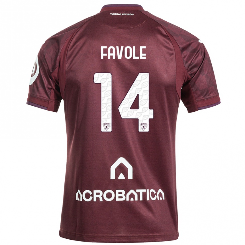 Niño Fútbol Camiseta Annalisa Favole #14 Granate Blanco 1ª Equipación 2024/25