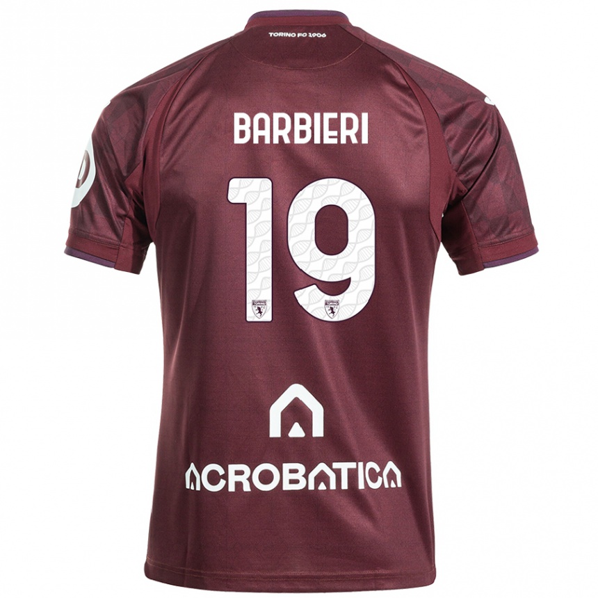 Niño Fútbol Camiseta Raffaella Barbieri #19 Granate Blanco 1ª Equipación 2024/25