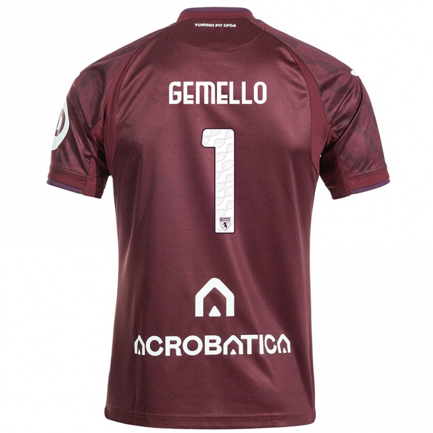 Niño Fútbol Camiseta Luca Gemello #1 Granate Blanco 1ª Equipación 2024/25