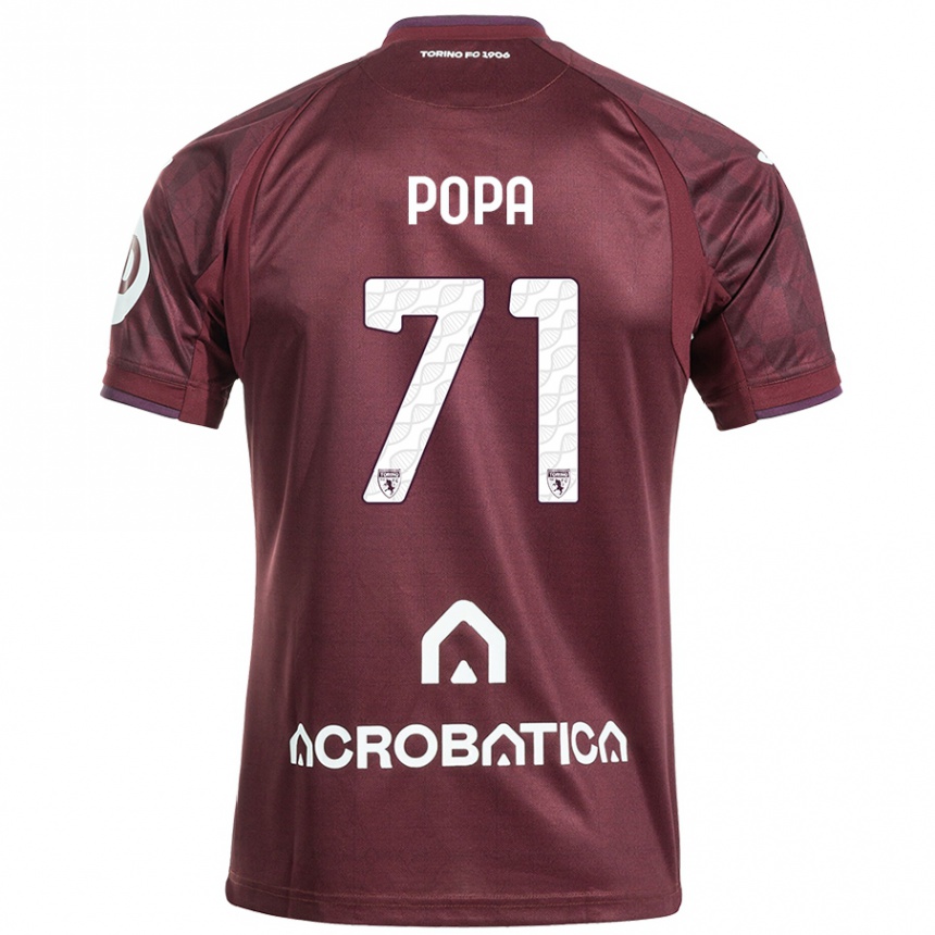 Niño Fútbol Camiseta Mihai Popa #71 Granate Blanco 1ª Equipación 2024/25