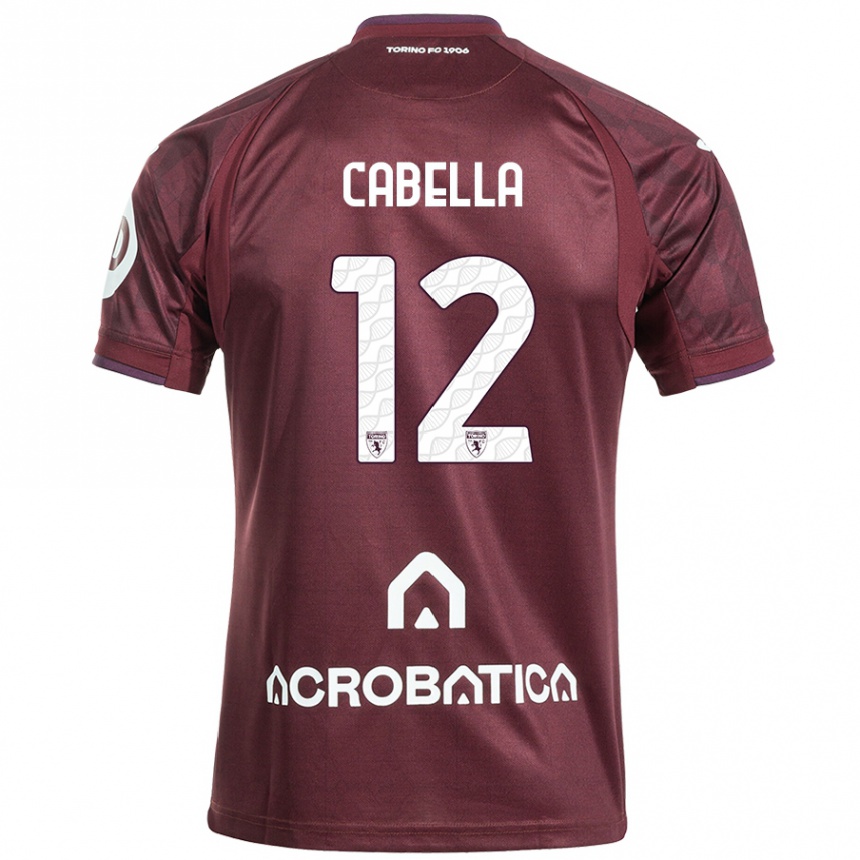 Niño Fútbol Camiseta Matteo Cabella #12 Granate Blanco 1ª Equipación 2024/25