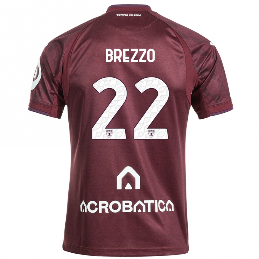 Niño Fútbol Camiseta Matteo Brezzo #22 Granate Blanco 1ª Equipación 2024/25