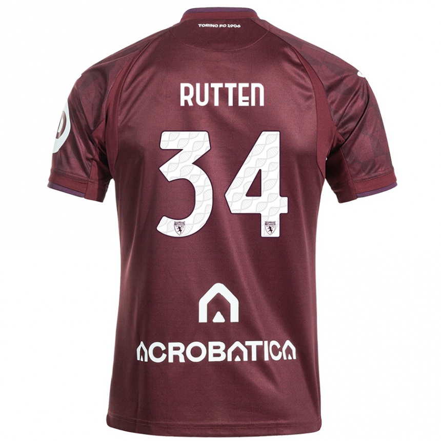 Niño Fútbol Camiseta Jill Rutten #34 Granate Blanco 1ª Equipación 2024/25