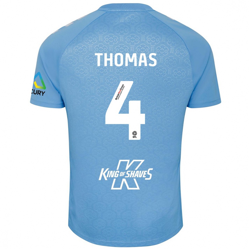 Niño Fútbol Camiseta Bobby Thomas #4 Azul Blanco 1ª Equipación 2024/25