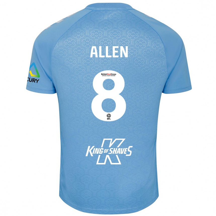 Niño Fútbol Camiseta Jamie Allen #8 Azul Blanco 1ª Equipación 2024/25