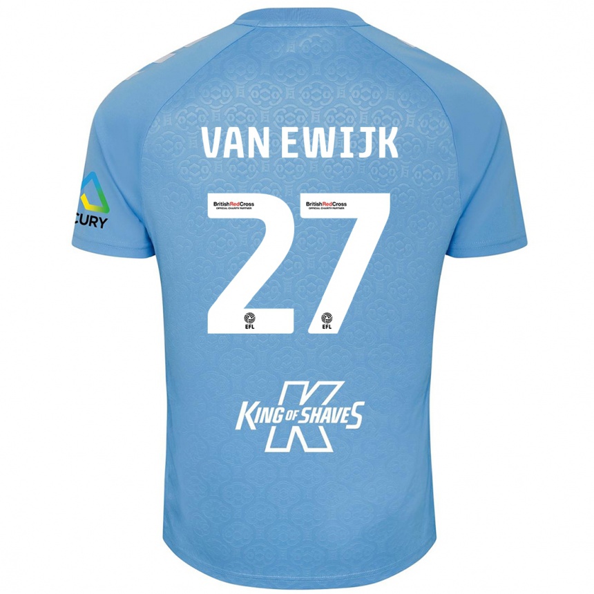 Niño Fútbol Camiseta Milan Van Ewijk #27 Azul Blanco 1ª Equipación 2024/25