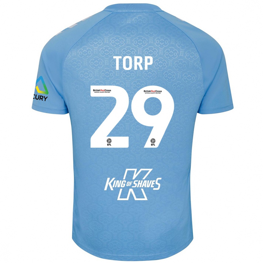 Niño Fútbol Camiseta Victor Torp #29 Azul Blanco 1ª Equipación 2024/25